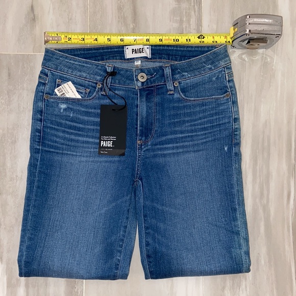 Paige Skyline Skinny Crop, Distressed, Mid-Rise, 27x25, NWT, $219 MSRP - Picture 4 of 14